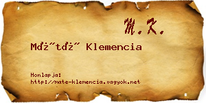 Máté Klemencia névjegykártya